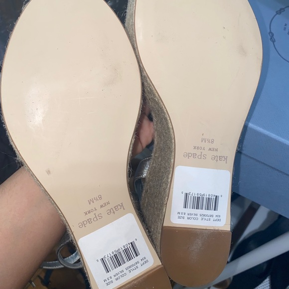 Kate Spade Silver Sandals Wedges - Picture 6 of 6
